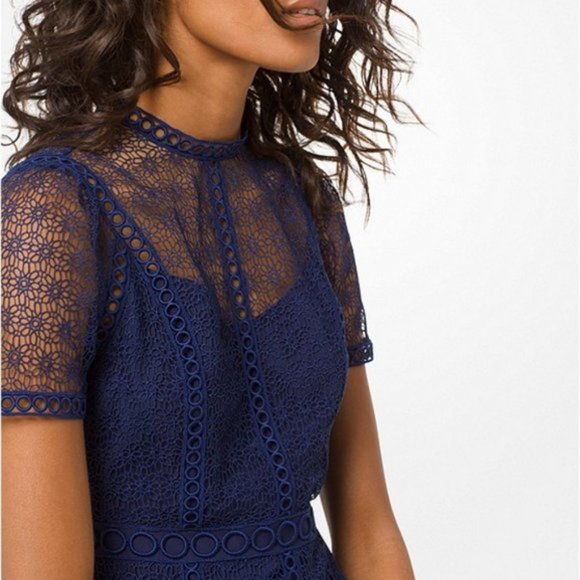 Michael Kors Blue Floral Lace Dress - Picture 3 of 14